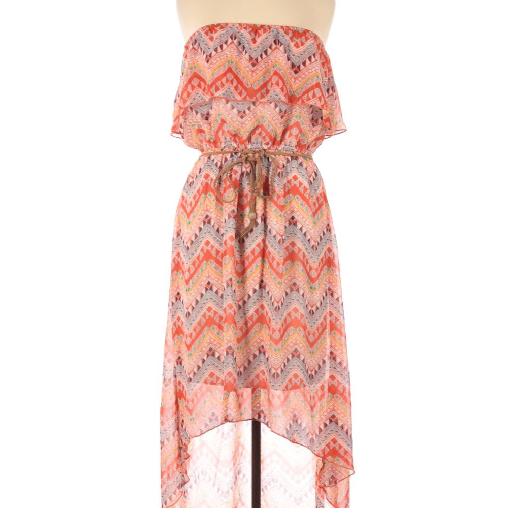 Signify Boho Casual Hi Lo Strapless Dress